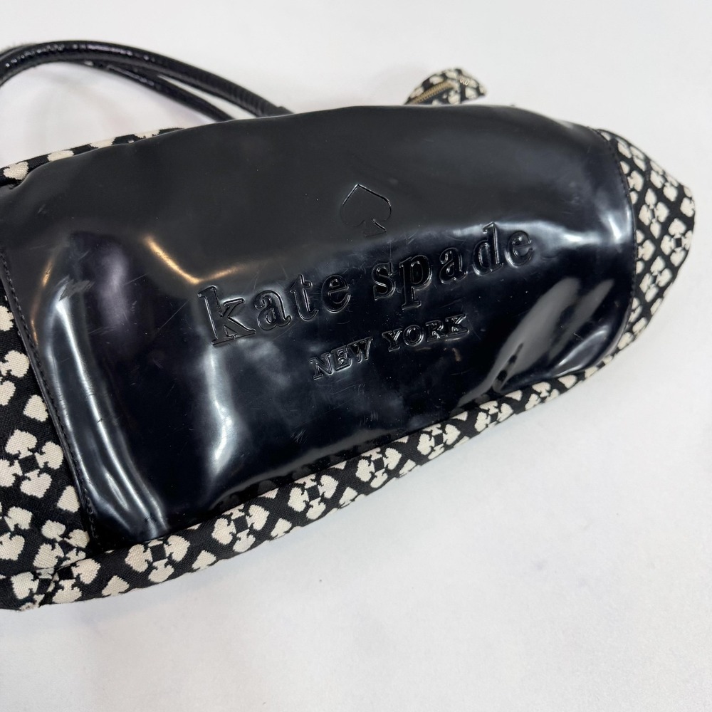 Kate Spade New York Tote Satchel Handbag Black White Print Patent Bottom Red - Picture 6 of 9